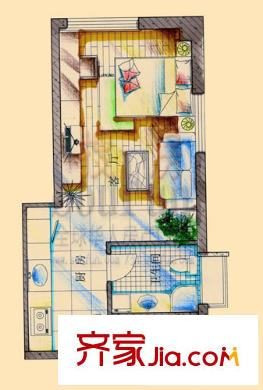 天業(yè)盛世花城戶型圖1室 戶型圖 1室1廳1衛(wèi)1廚