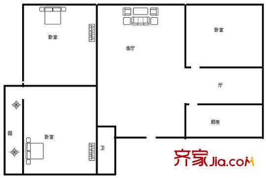 南全福小區(qū) 3室 戶型圖