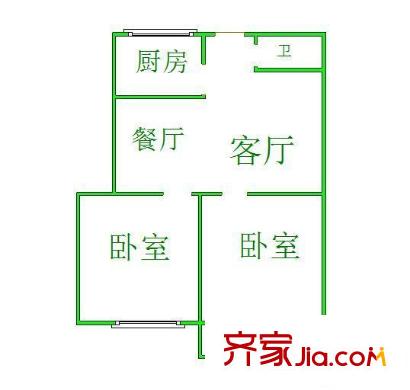 南全福小區(qū) 2室 戶型圖