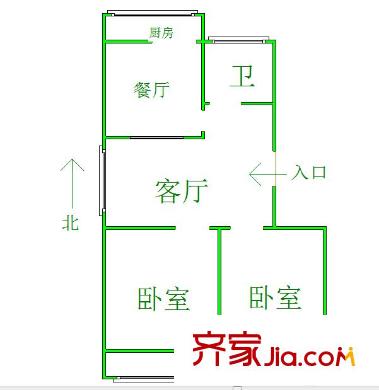 南全福小區(qū) 2室 戶型圖