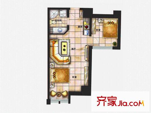 南益名泉春曉二期公寓獨棟萬象都市匯C戶型 2室1廳1衛(wèi)1廚