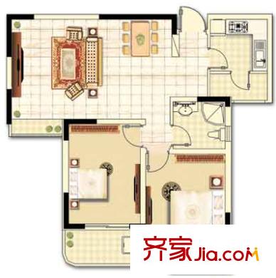 海信慧園 2室 戶型圖