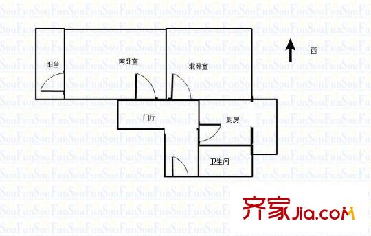 棋盤小區(qū) 2室 戶型圖