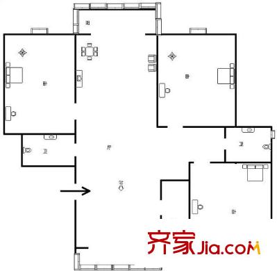 濟南萬達廣場 3室 戶型圖
