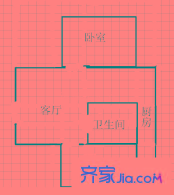 山大路單位宿舍 2室 戶型圖