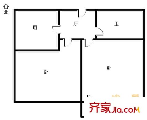 山大路單位宿舍 2室 戶型圖