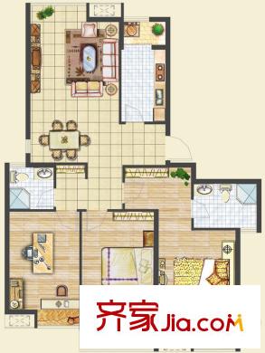 中建文化城戶型圖8#號樓C2戶型 3室2廳2衛(wèi)1廚