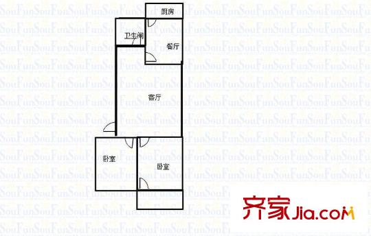 七里堡小區(qū) 2室 戶型圖