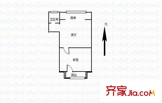 七里堡小區(qū) 1室 戶型圖