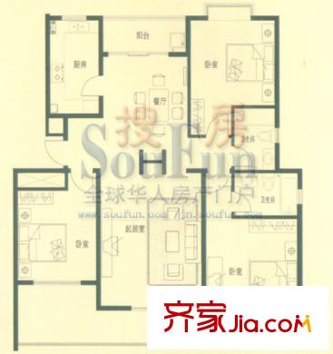 鑫苑碧水尚景 3室 戶型圖