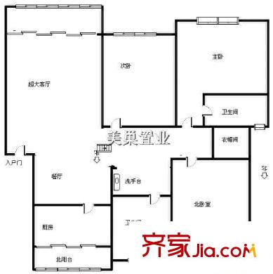 齊魯花園 3室 戶型圖