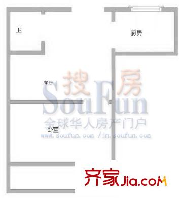 齊魯花園 1室 戶型圖