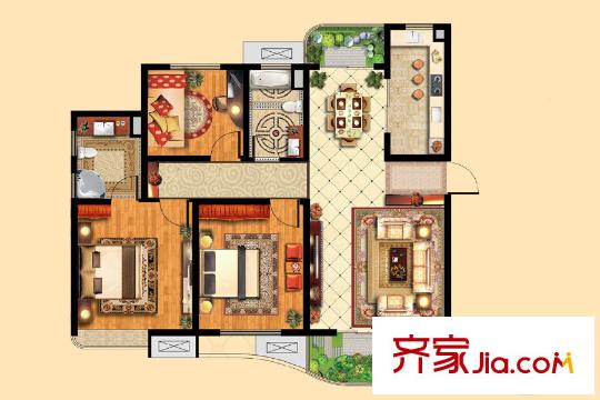 外海中央花園G4-1戶型 3室2廳2衛(wèi)1廚