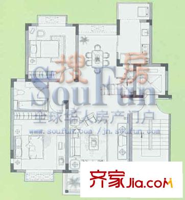 上?；▓@戶型圖三室兩廳兩衛(wèi)復(fù)式F下 2室2廳1衛(wèi)1廚