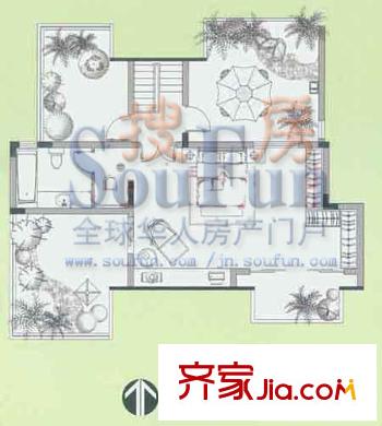 上?；▓@戶型圖復(fù)式D上層戶型 4室4廳2衛(wèi)