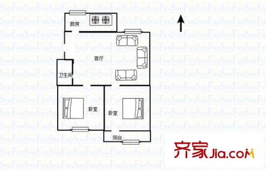 太平洋小區(qū) 2室 戶型圖