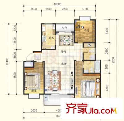 天業(yè)盛世花城戶型圖3室 戶型圖 3室2廳