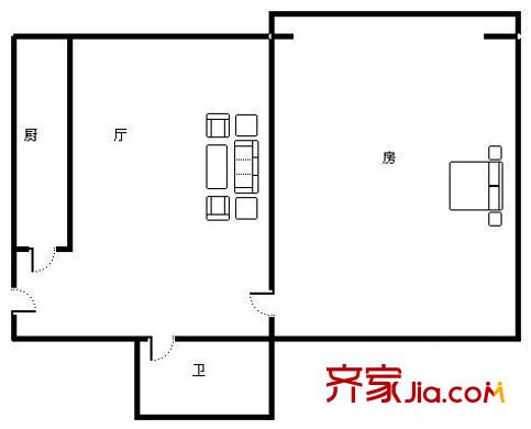 南全福小區(qū) 1室 戶型圖