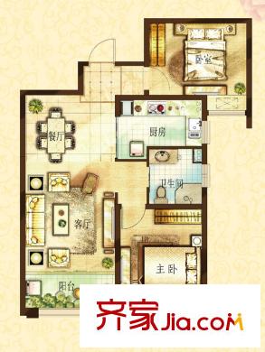 南益名泉春曉浪漫滿屋標(biāo)準(zhǔn)層戶型（售完） 2室2廳1衛(wèi)