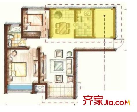 中海紫御東郡 2居室 戶型圖