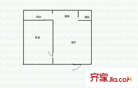 明湖小區(qū) 1室 戶型圖