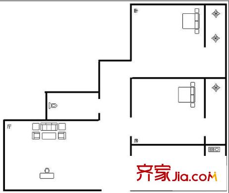 花園小區(qū) 2室 戶型圖