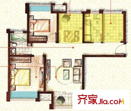 中海紫御東郡 3室 戶型圖