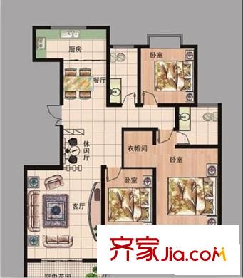 銀座花園 3室 戶型圖