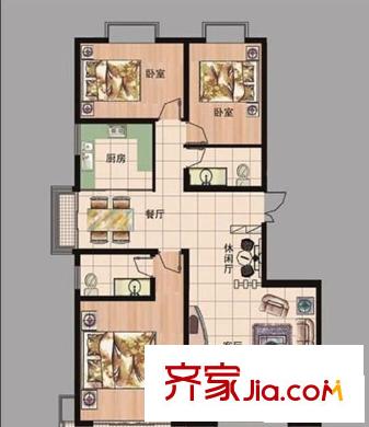 銀座花園 3室 戶型圖