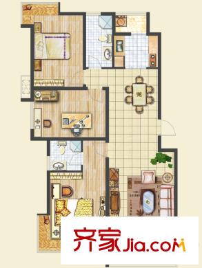 中建文化城戶型圖8#號樓C3戶型 3室2廳2衛(wèi)1廚