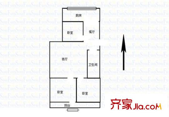 七里堡小區(qū) 3室 戶型圖