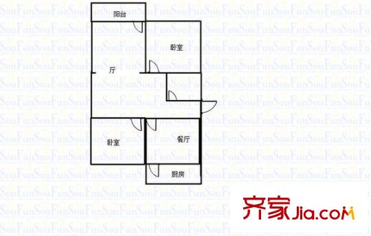 七里堡小區(qū) 2室 戶型圖