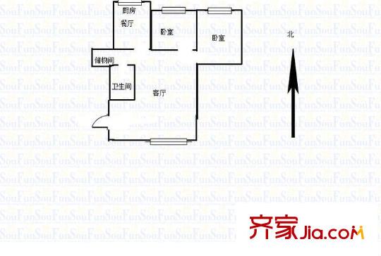 七里堡小區(qū) 2室 戶型圖