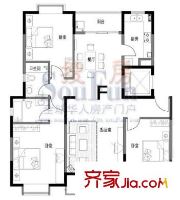 鑫苑碧水尚景 3室 戶型圖