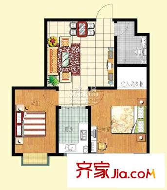 正大城市花園戶型圖2-B戶型 2居室 2室2廳1衛(wèi)