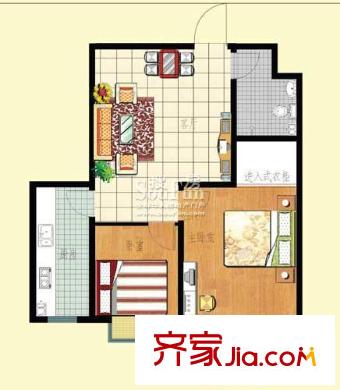 正大城市花園戶型圖3-C戶型 2居室 2室2廳1衛(wèi)