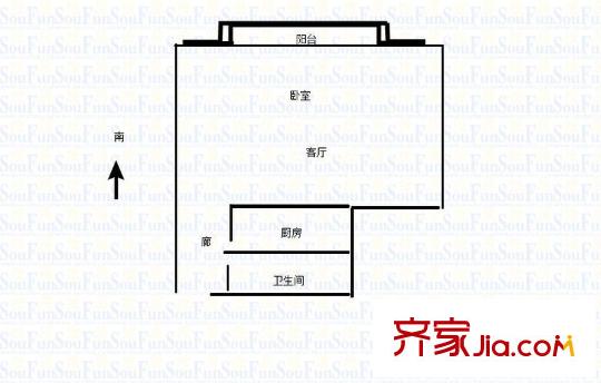 玉函小區(qū) 1室 戶型圖