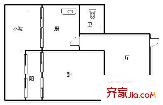 玉函小區(qū) 1室 戶型圖