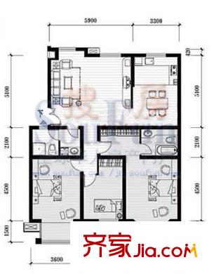 富翔天地戶型圖3室 戶型圖 3室2廳2衛(wèi)
