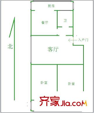 長盛小區(qū) 2室 戶型圖