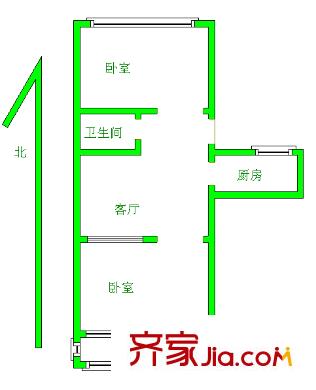 長盛小區(qū) 2室 戶型圖