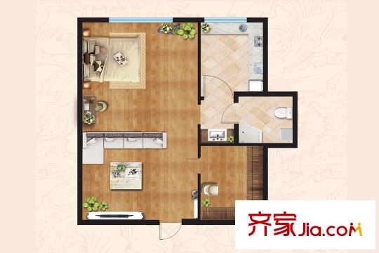 華夏福地1#6#樓F11戶型圖 1室1廳1衛(wèi)1廚