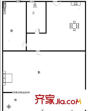 花園小區(qū) 1室 戶型圖