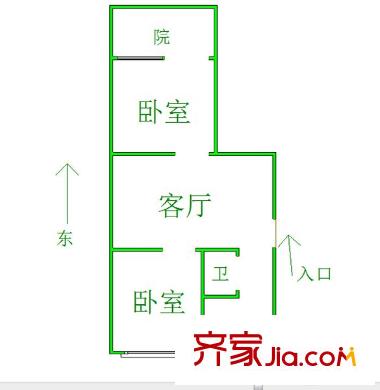 花園小區(qū) 2室 戶型圖