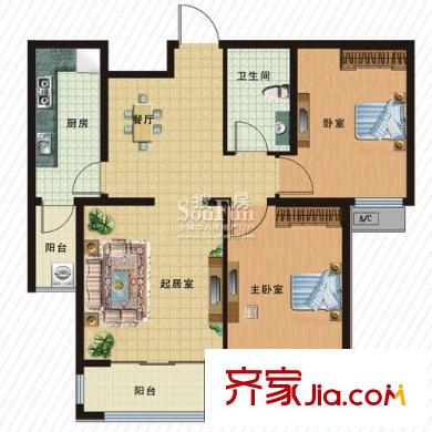 茗筑美嘉 2室 戶型
