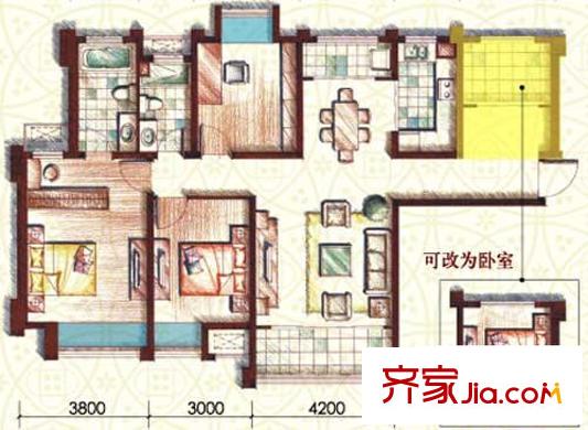 中海紫御東郡 4室 戶型圖