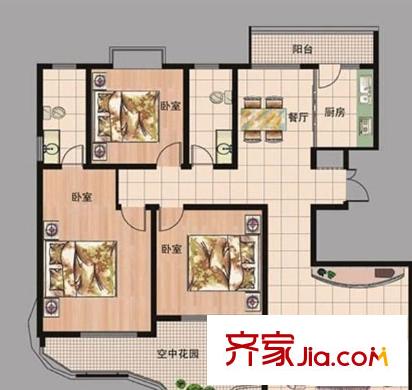 銀座花園 3室 戶型圖