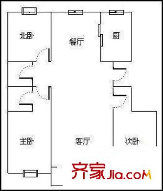 銀座花園 3室 戶型圖