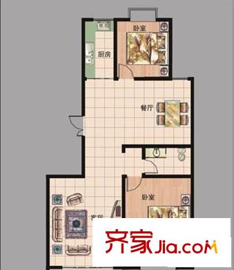 銀座花園 2室 戶型圖