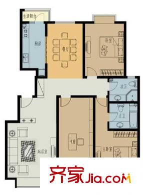 銀座花園戶型圖f 3室2廳2衛(wèi)1廚